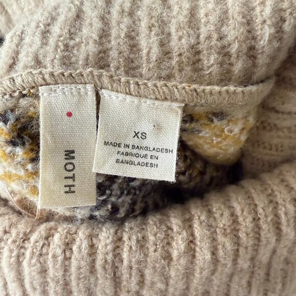 Anthropologie Moth Georgia Leopard Print Turtleneck Sweater Tan Black, Size XS - Picture 5 of 12